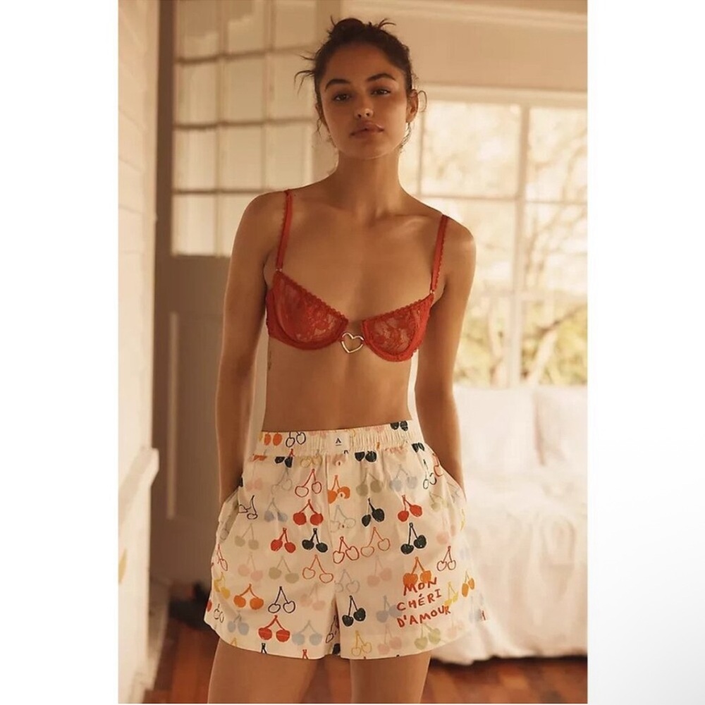 Anthropologie sleep shorts boxers Large NWT cherry print